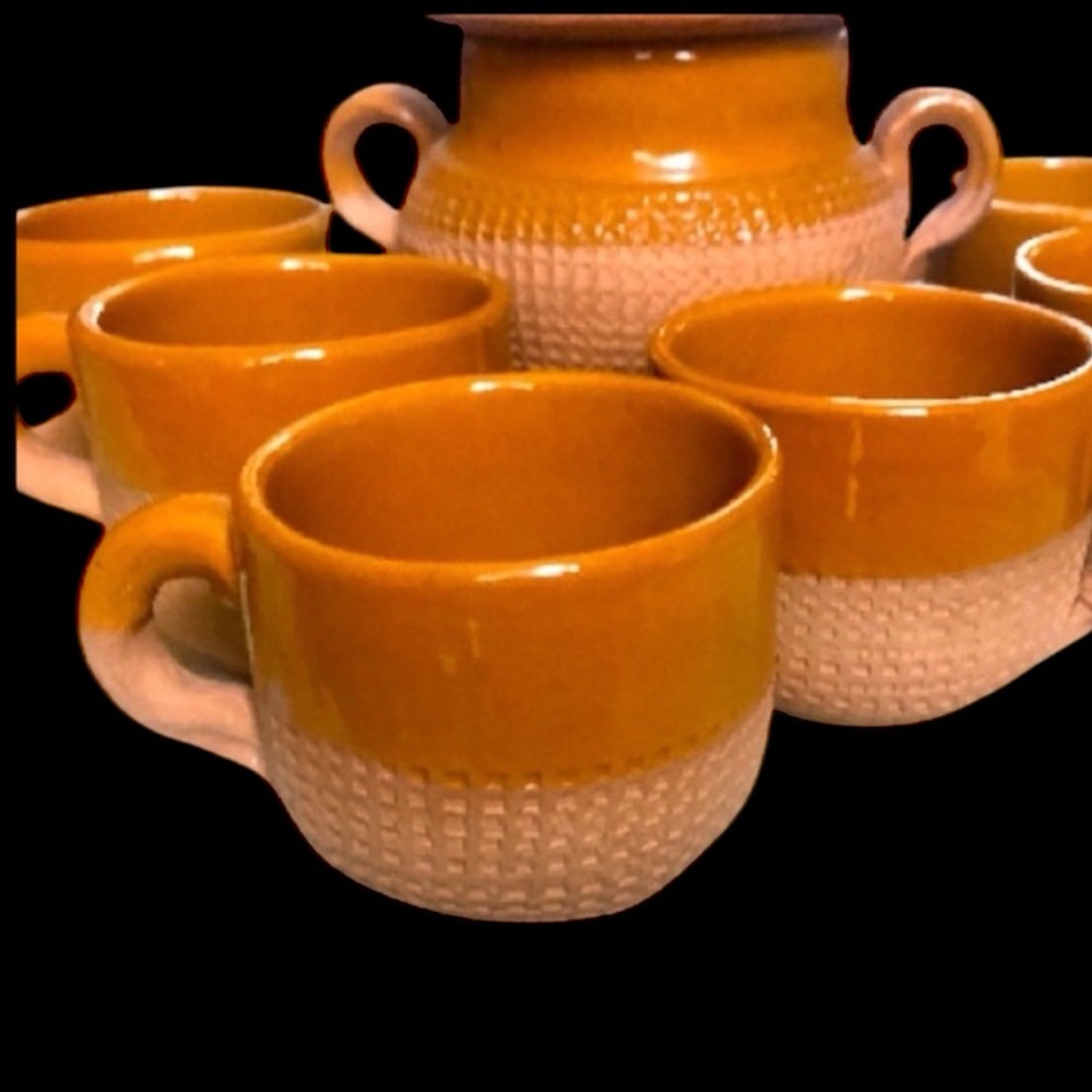 Espresso cup set terra cotta clay handmade Italy